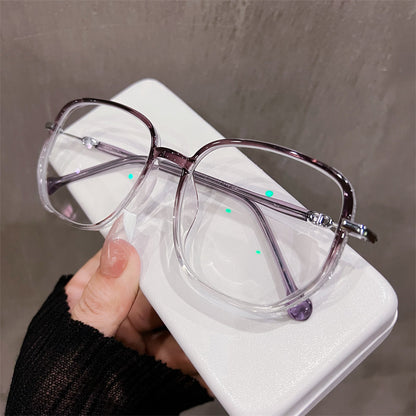 TXOME Purple Lucky Vintage Bling Clear Big Frame Glasses