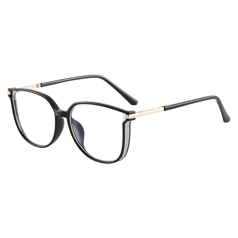 TXOME Myrna Bling Big Black Frame Glasses