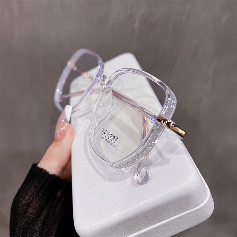 TXOME Clear Lucky Vintage Bling Big Frame Glasses