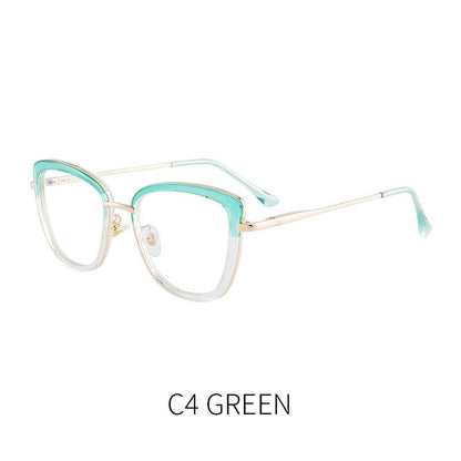 TXOME Splicing Cat Eye Clear Glasses -TXOME