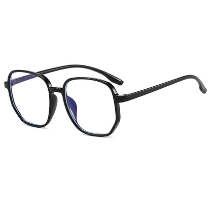 TXOME Big Polygon Black Frame Clear Glasses